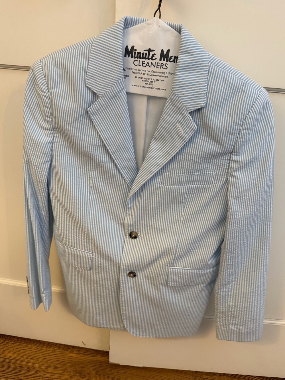 EUC VINEYARD VINES BOYS BLUE SEERSUCKER BLAZER SUIT JACKET SIZE 14
